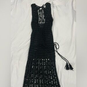 Black crochet dress with tie detail #gothic